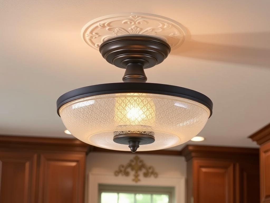 semi-flush ceiling fixture with glass shade