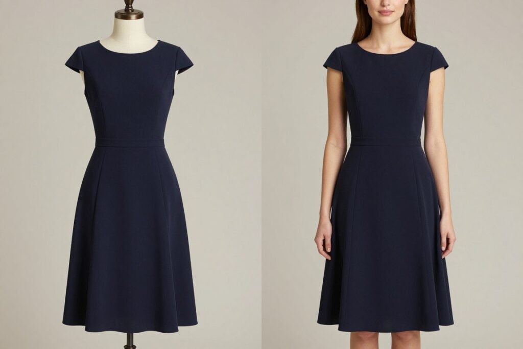 semi-formal midi dress in navy