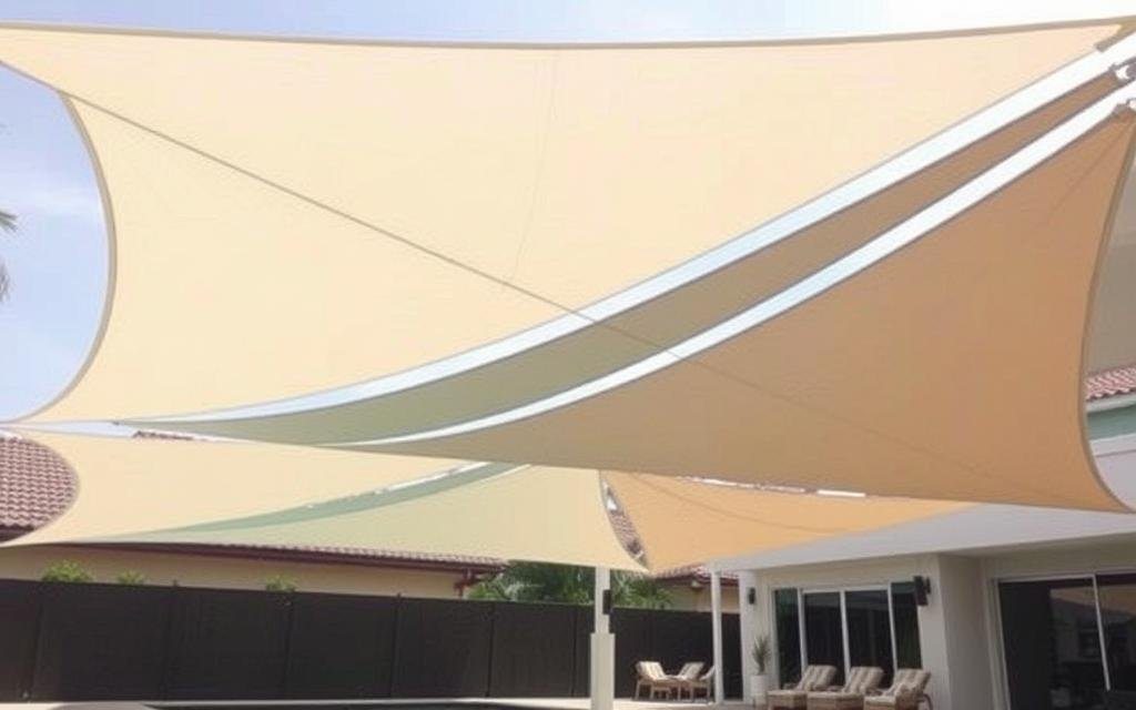 shade sails creating coverage over pool area shade sails creating coverage over pool area