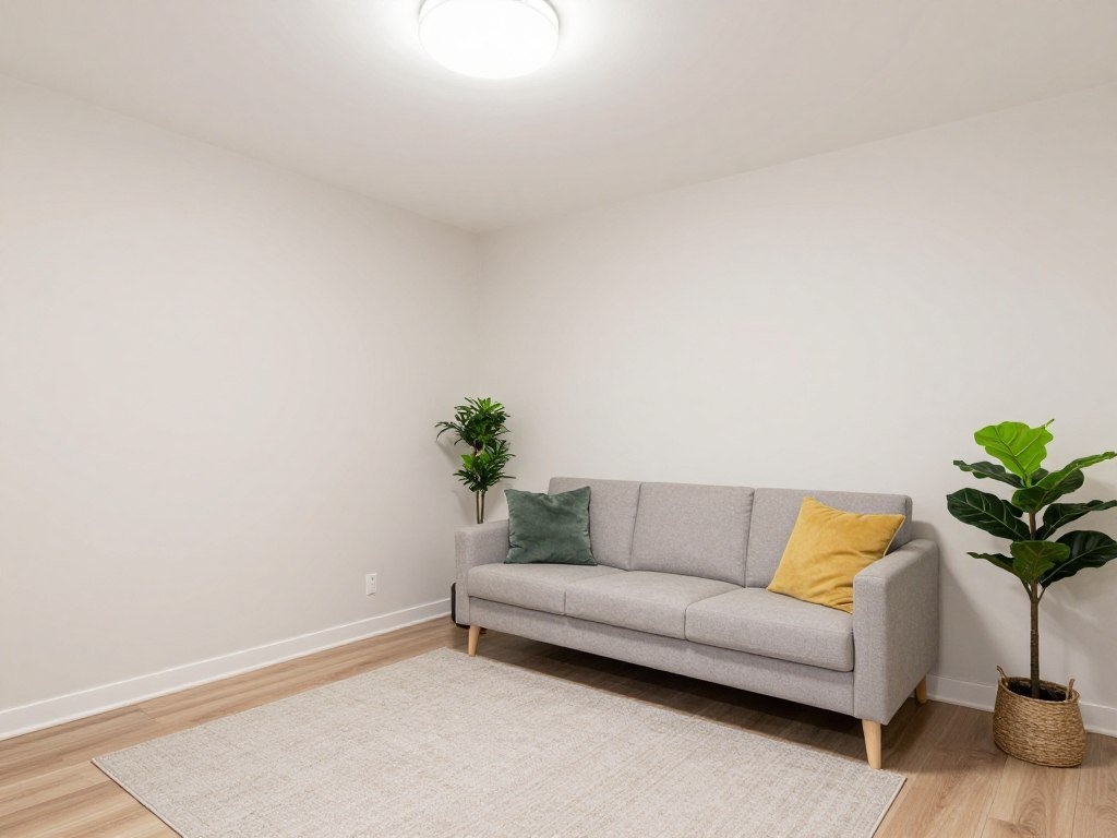 small living room with bright, even lighting throughout small living room with bright, even lighting throughout