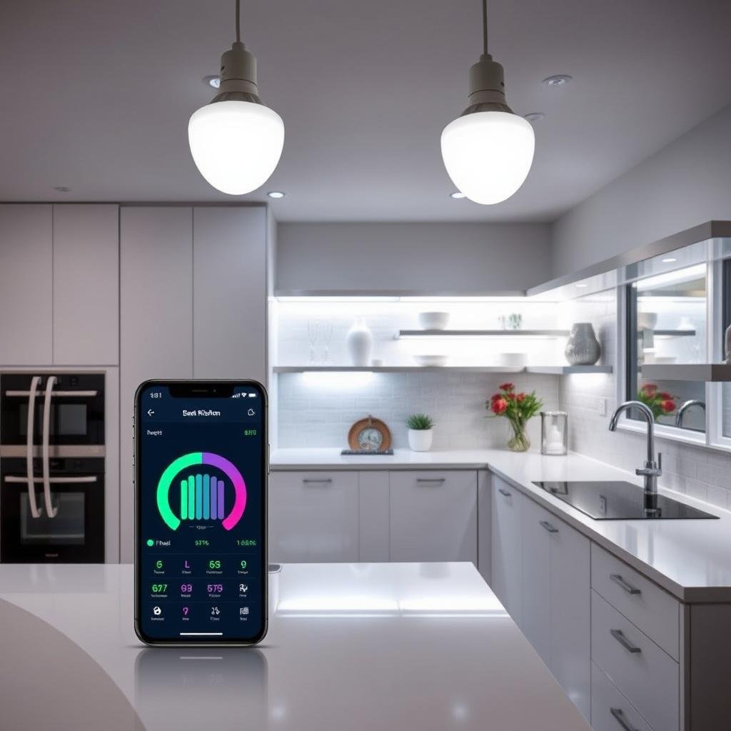 smart LED lighting system in contemporary kitchen