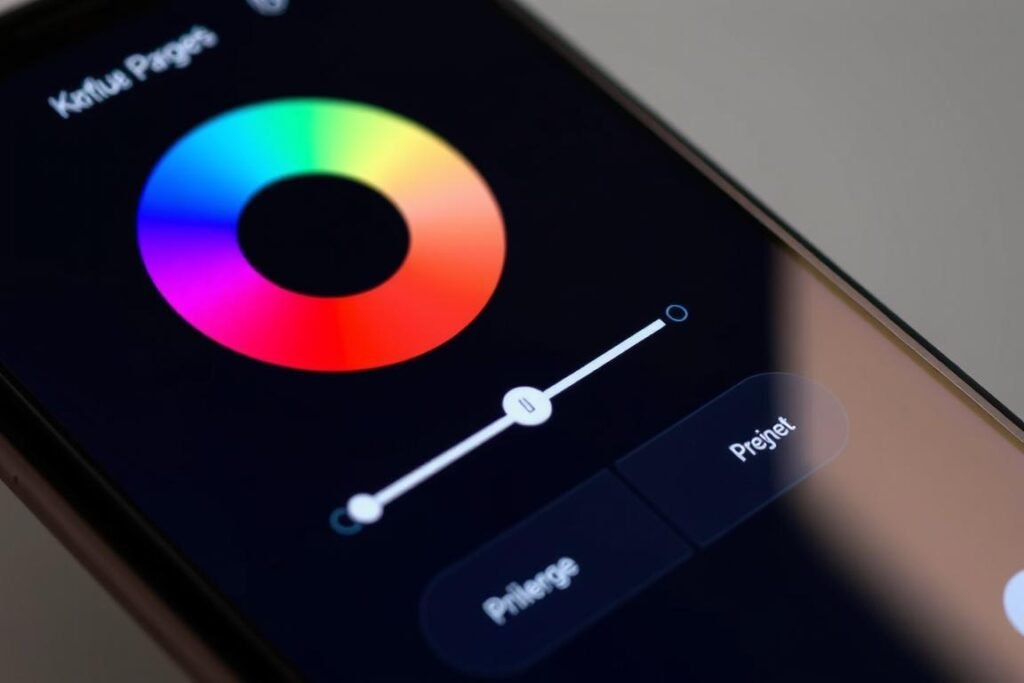 smart lighting app interface showing color and brightness control options smart lighting app interface showing color and brightness control options