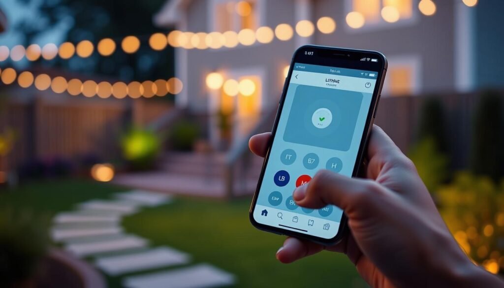 smartphone controlling outdoor smart lights smartphone controlling outdoor smart lights