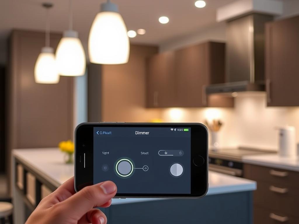 smartphone controlling smart dimmer switches