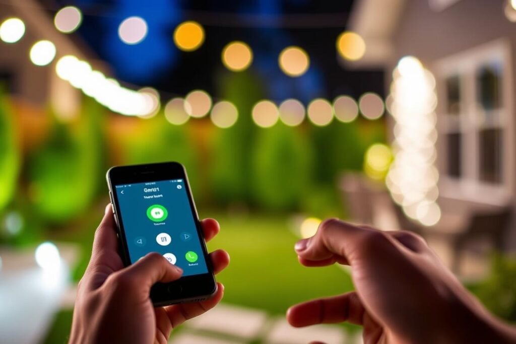 smartphone controlling smart outdoor led lights