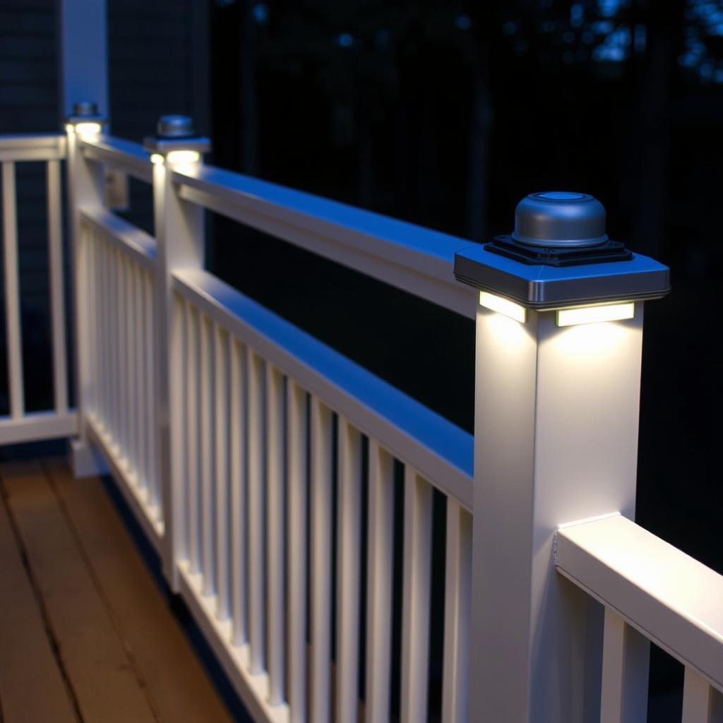 solar post cap lights on deck railing