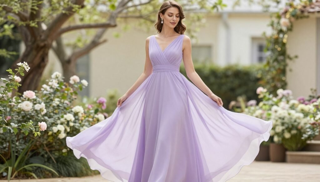 spring formal dress in soft color