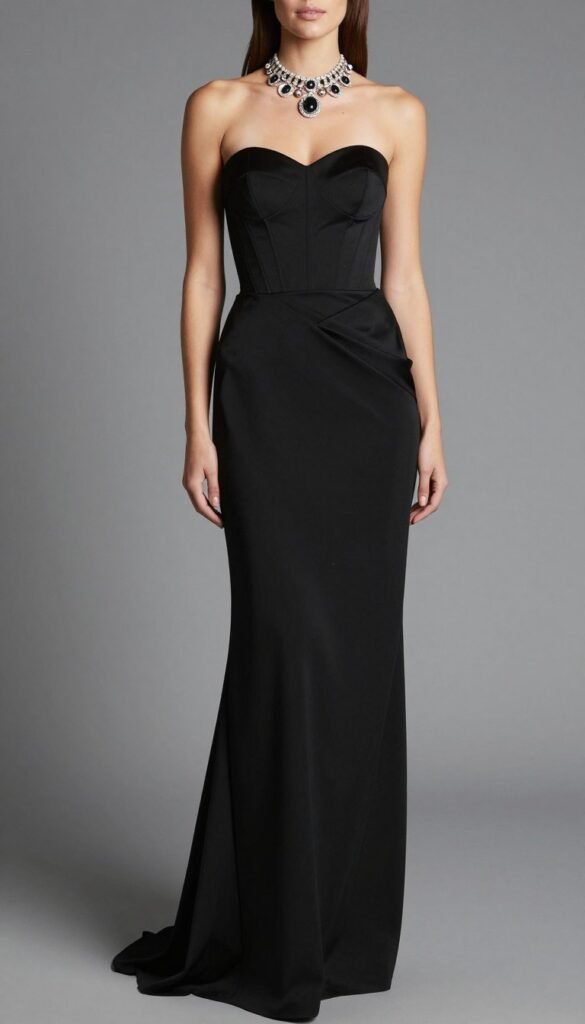 strapless maxi dress in classic black