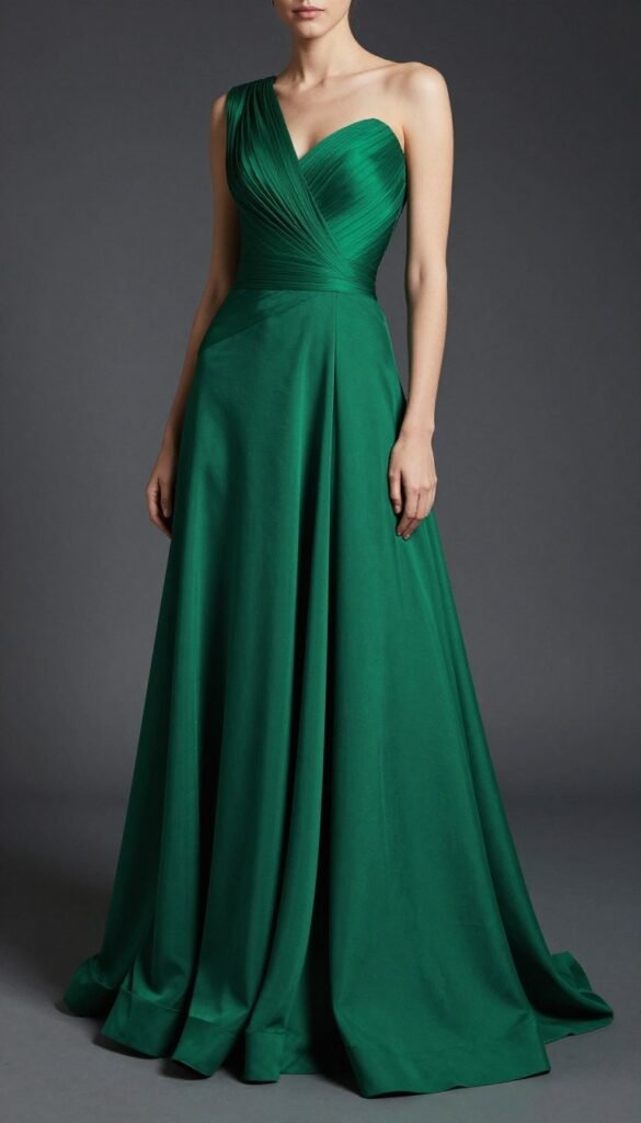 structured maxi gown in emerald green