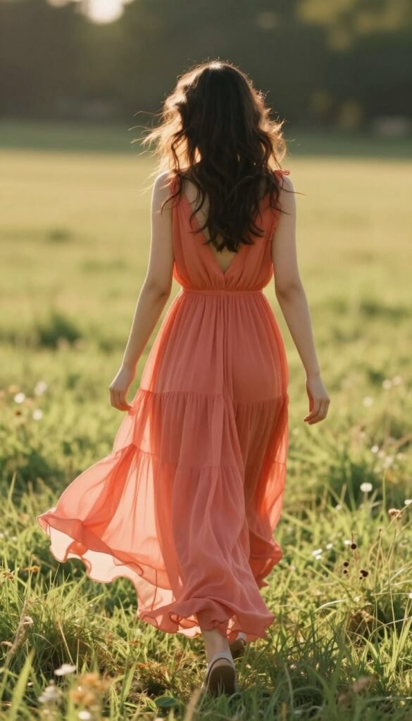 summer maxi dress flowing fabric