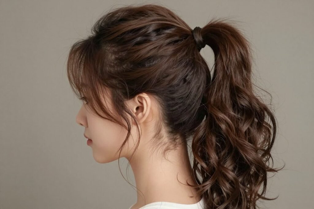 textured side ponytail wedding guest hairstyle
