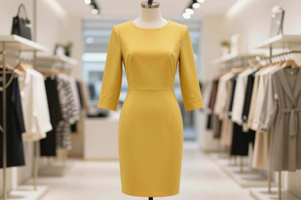 three quarter sleeve midi dress