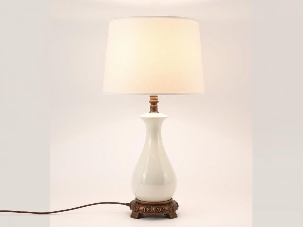 traditional ceramic table lamp with fabric shade