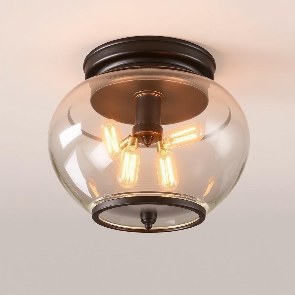 traditional flush mount kitchen light with clear glass shade and bronze finish traditional flush mount kitchen light with clear glass shade and bronze finish