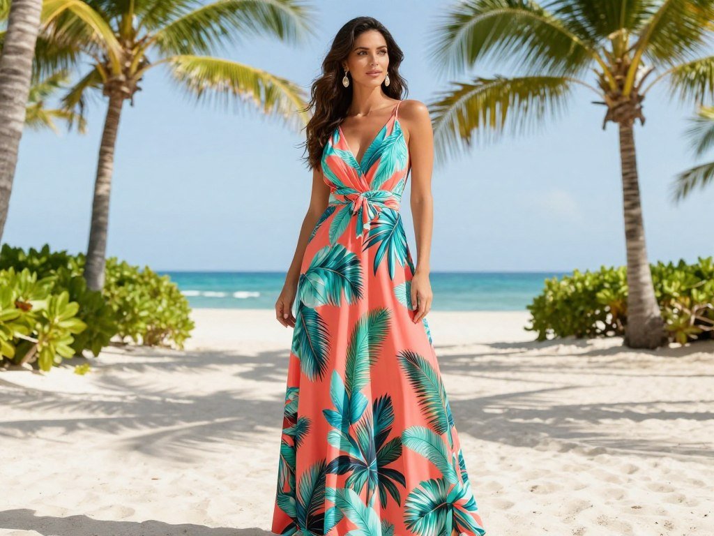 tropical print maxi dress summer wedding