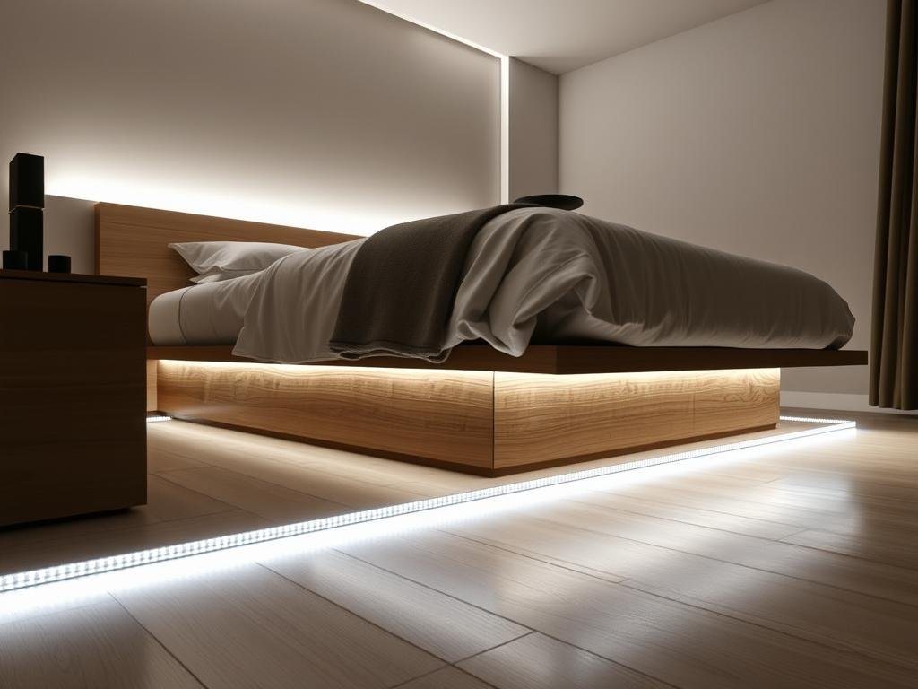 under bed LED strip lighting for nightlight effect