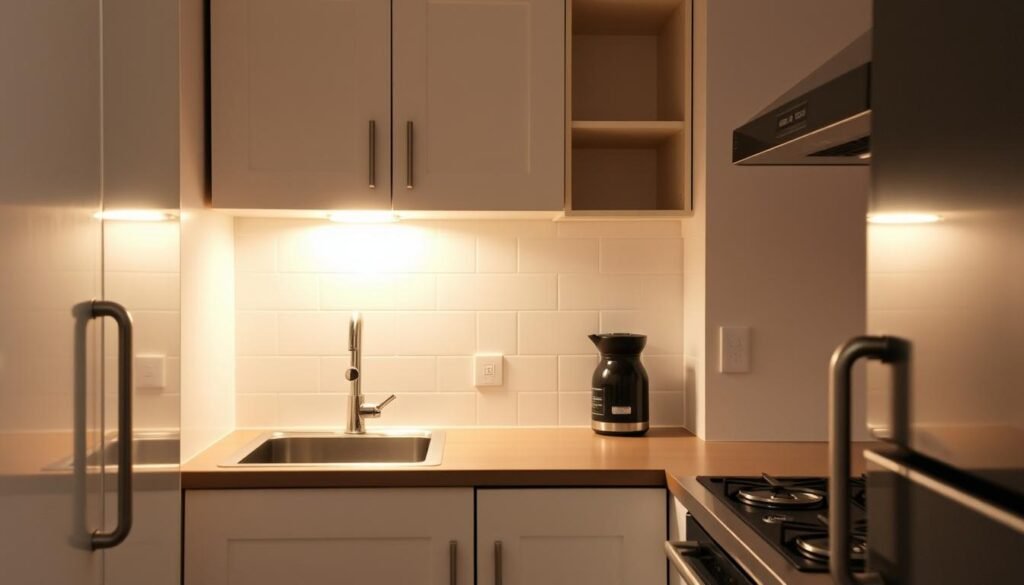 under-cabinet lighting in small kitchen