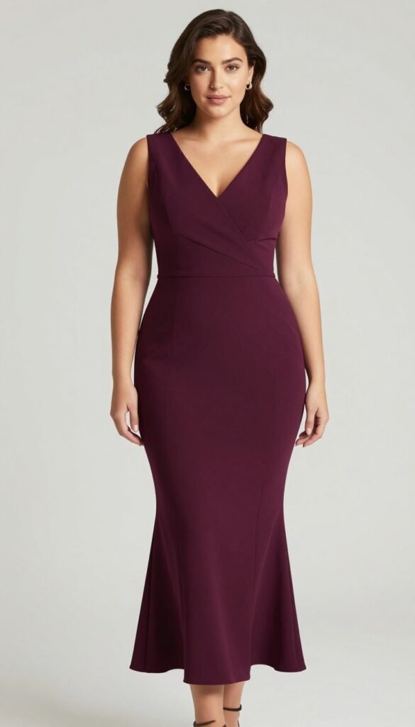 v-neck dress on apple-shaped body