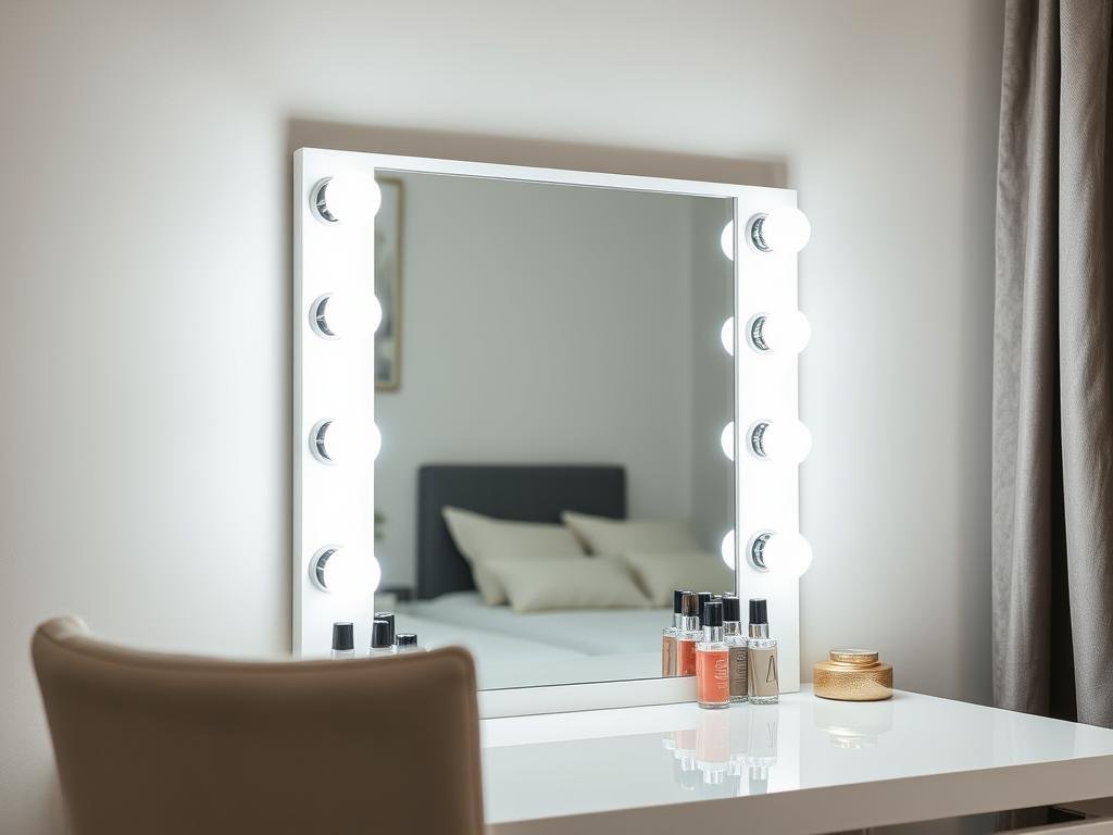 vanity area with side mirror lighting