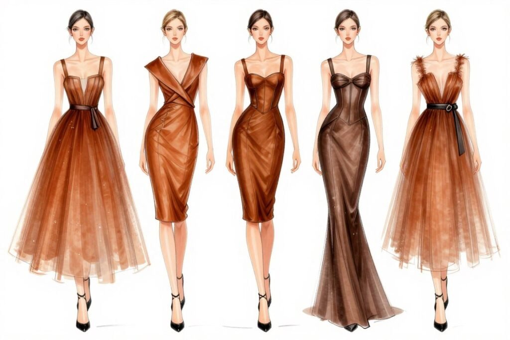 various dress silhouettes for different body types