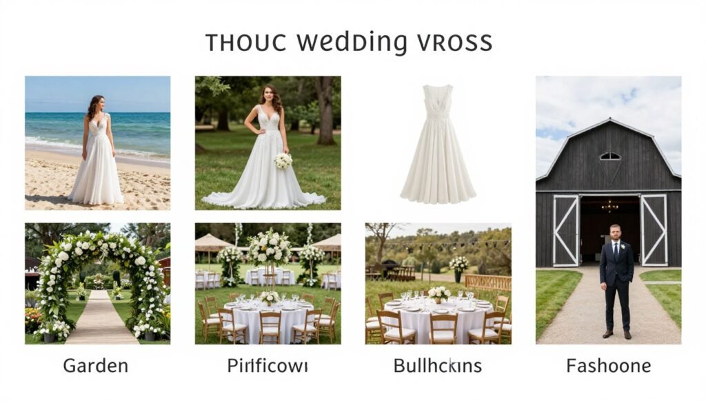 various wedding venue dress examples