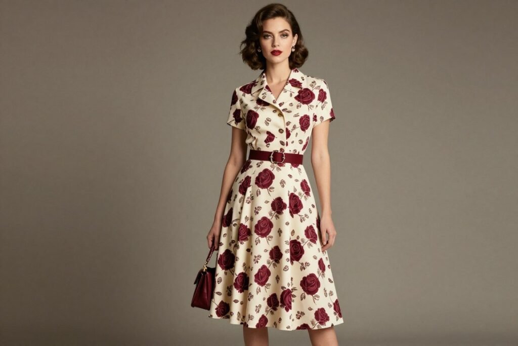 vintage inspired floral dress for wedding guest