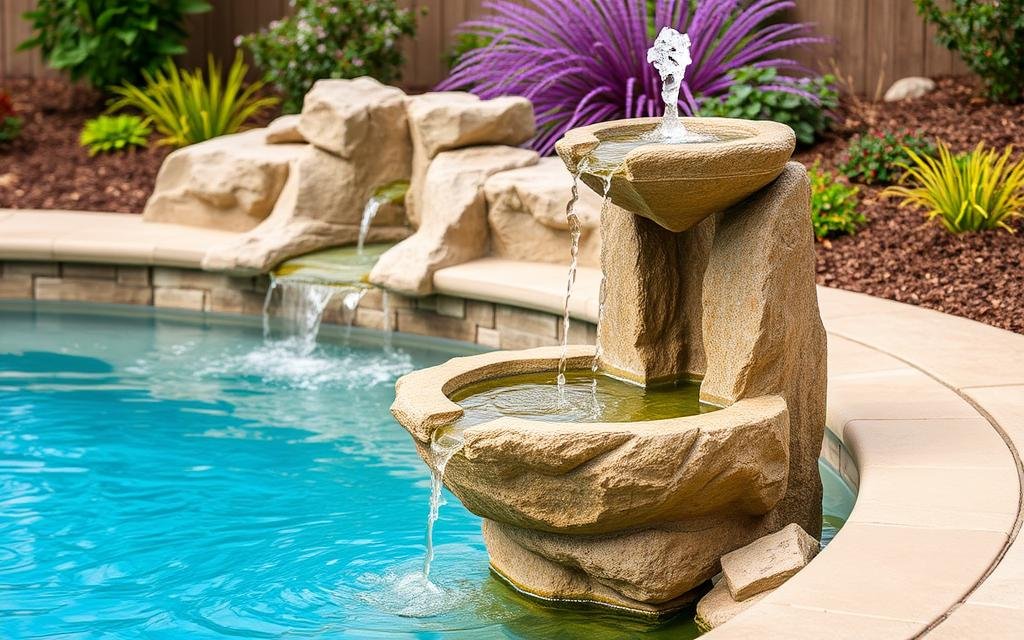 water features and fountains near pool water features and fountains near pool