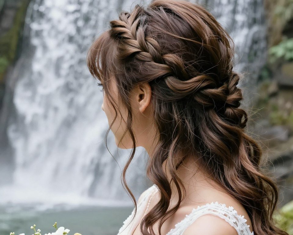 waterfall braid wedding guest hairstyle