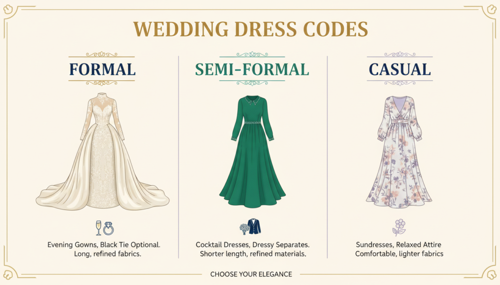 wedding dress code formality guide visual