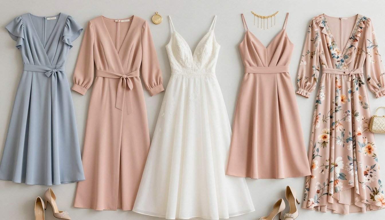 wedding guest dress ideas showcase featuring various elegant styles