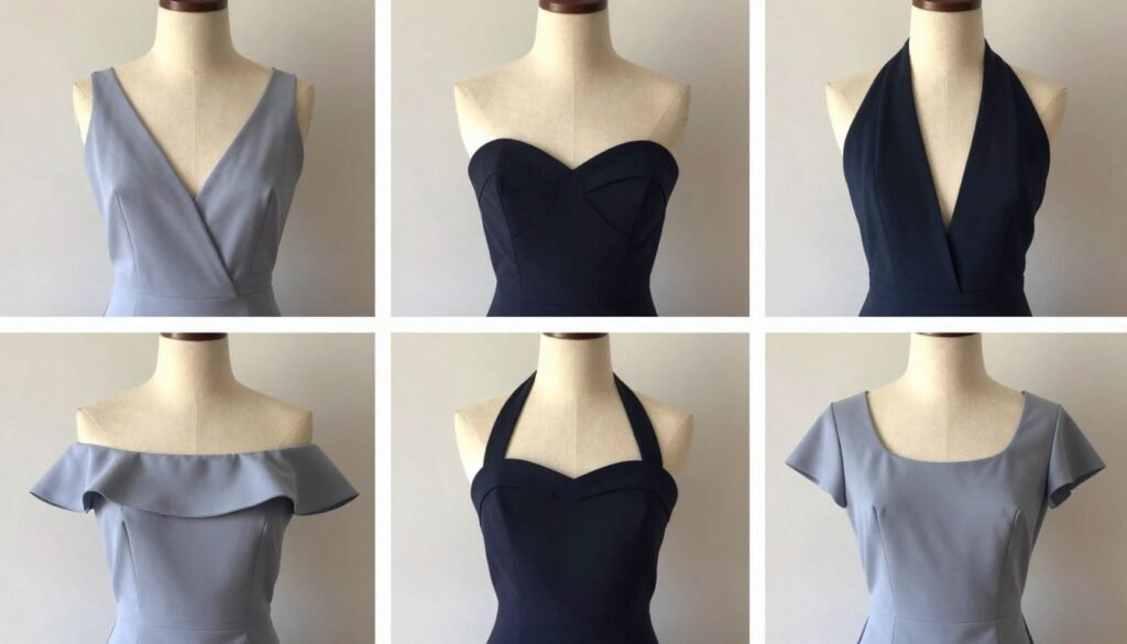 wedding guest dress neckline styles comparison