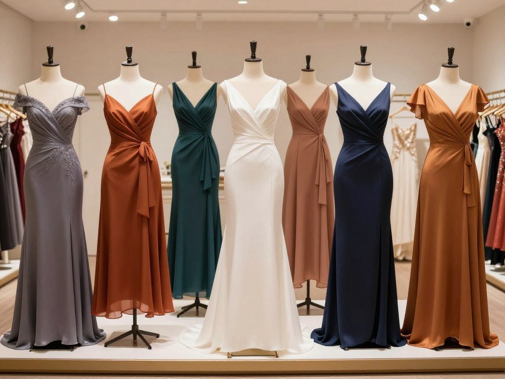 wedding guest dresses in various fall styles displayed