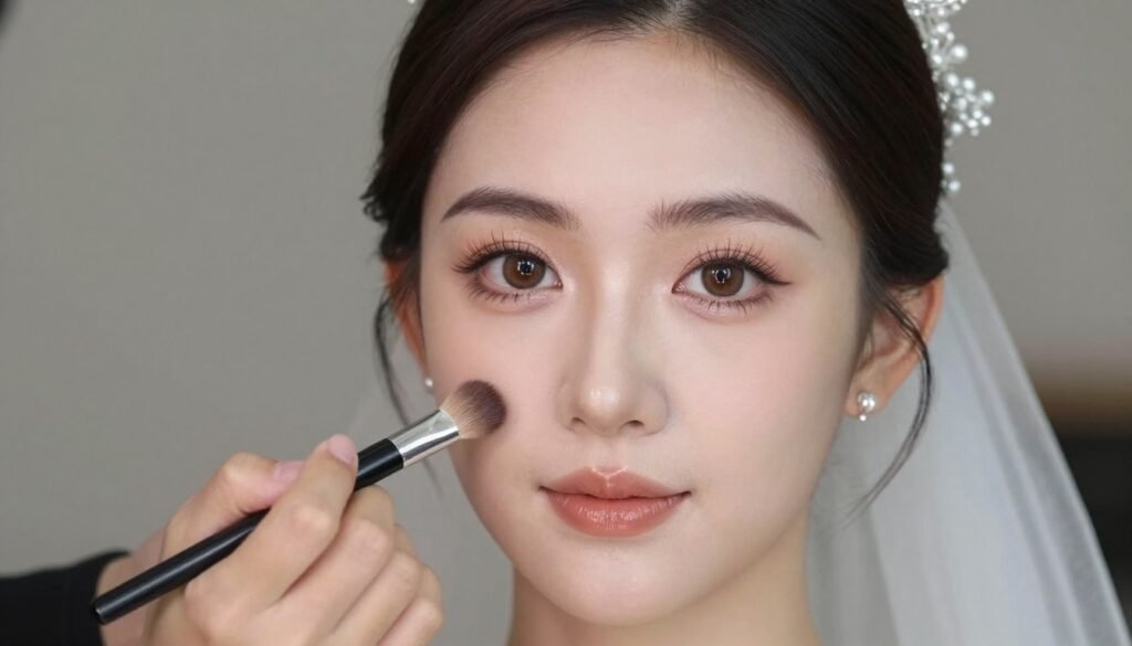 wedding guest with brown eyes posing for photos makeup looks perfect