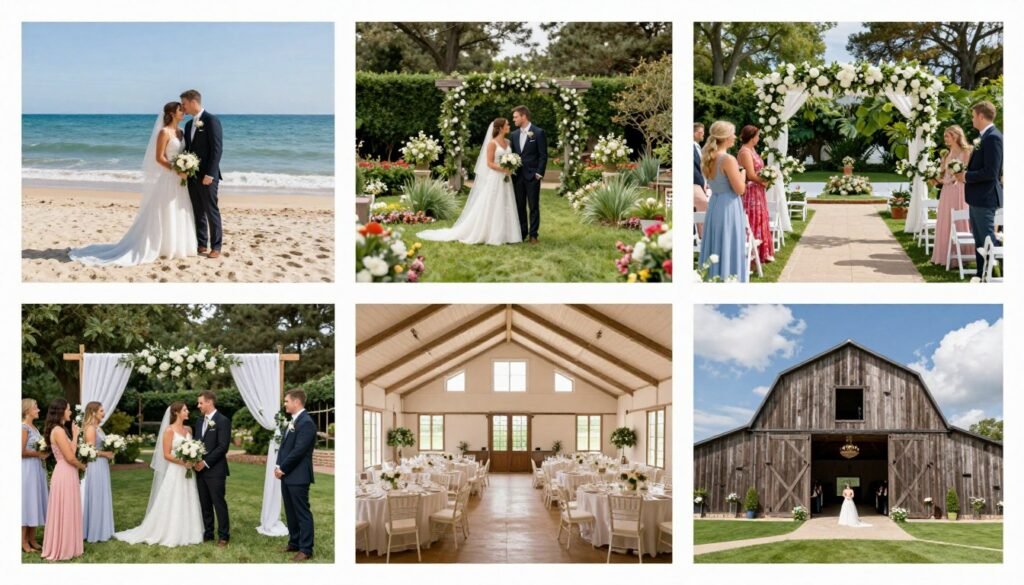 wedding venue styles and appropriate attire