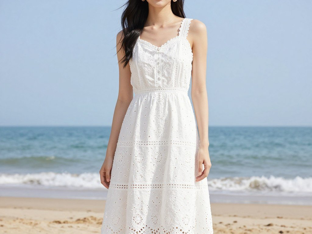 white eyelet midi dress summer