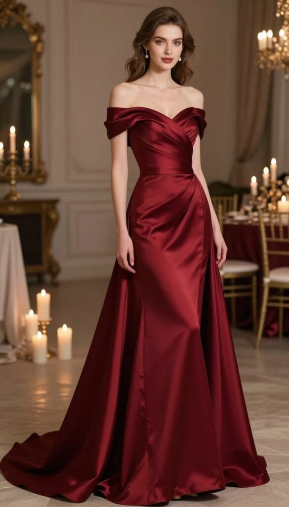 winter formal dress in rich jewel tone