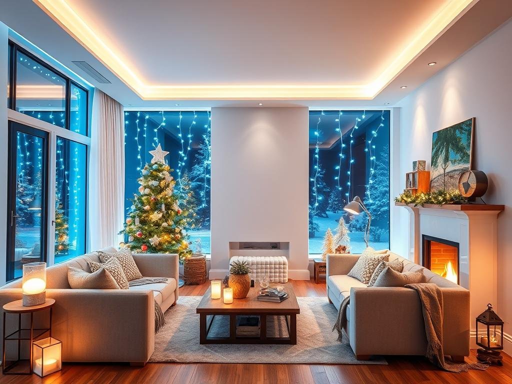 winter holiday ambient lighting with cool white and blue led colors winter holiday ambient lighting with cool white and blue led colors