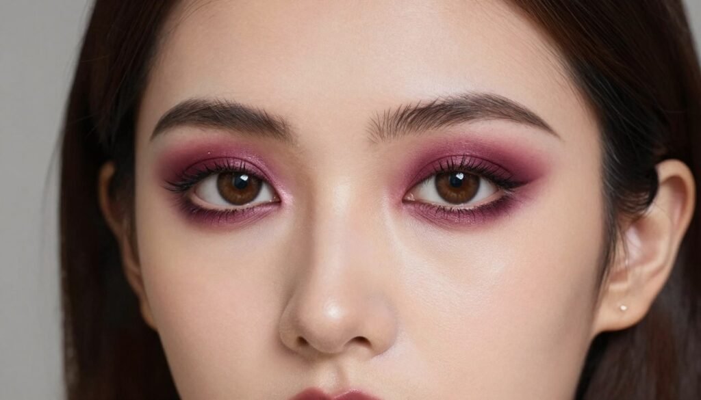 winter wedding makeup for brown eyes with deep plum tones