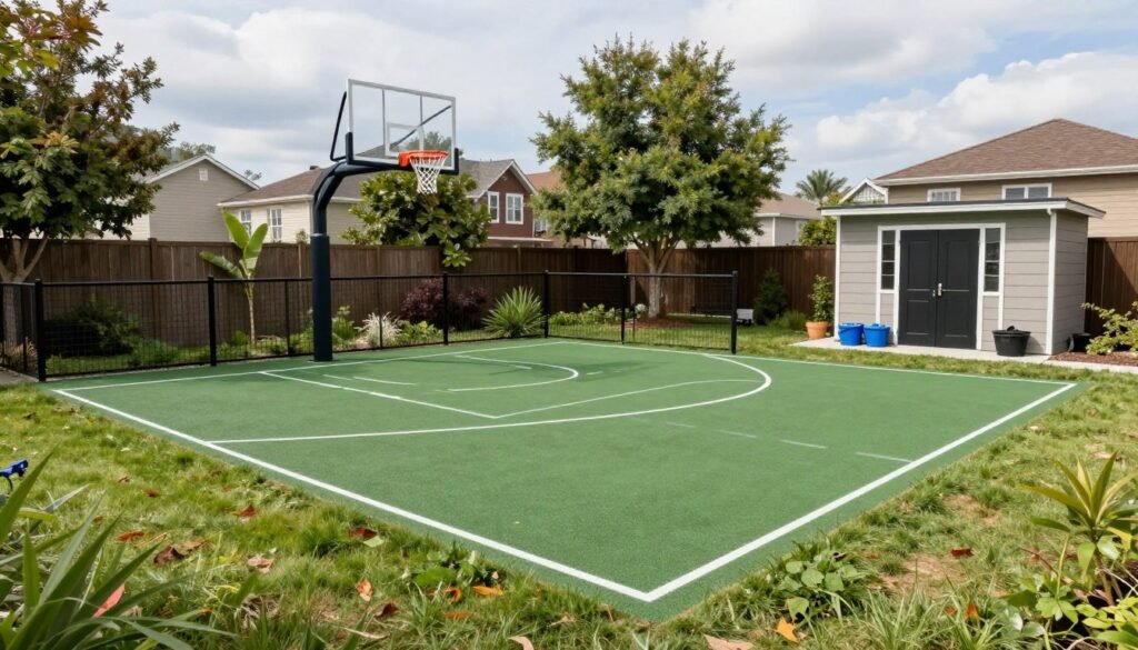 Backyard sport court for basketball