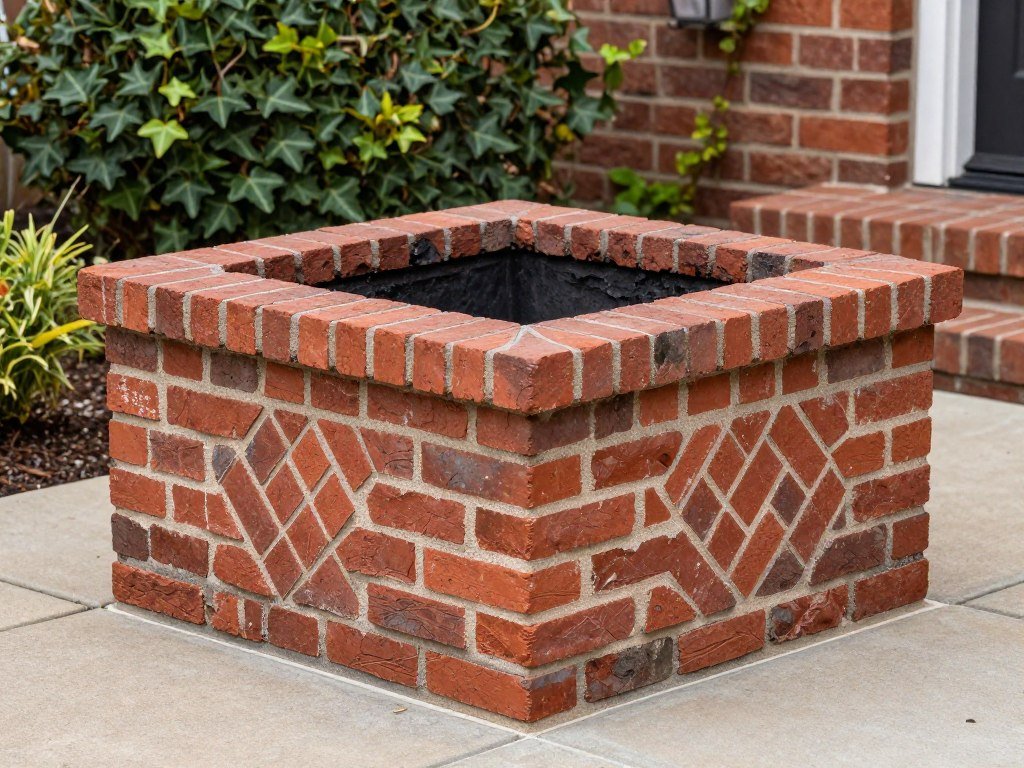 Brick fire pit with decorative pattern design