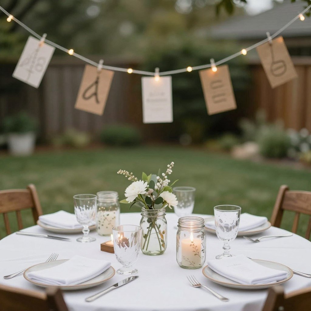 Budget-friendly backyard wedding with DIY decorations and simple elegant setup