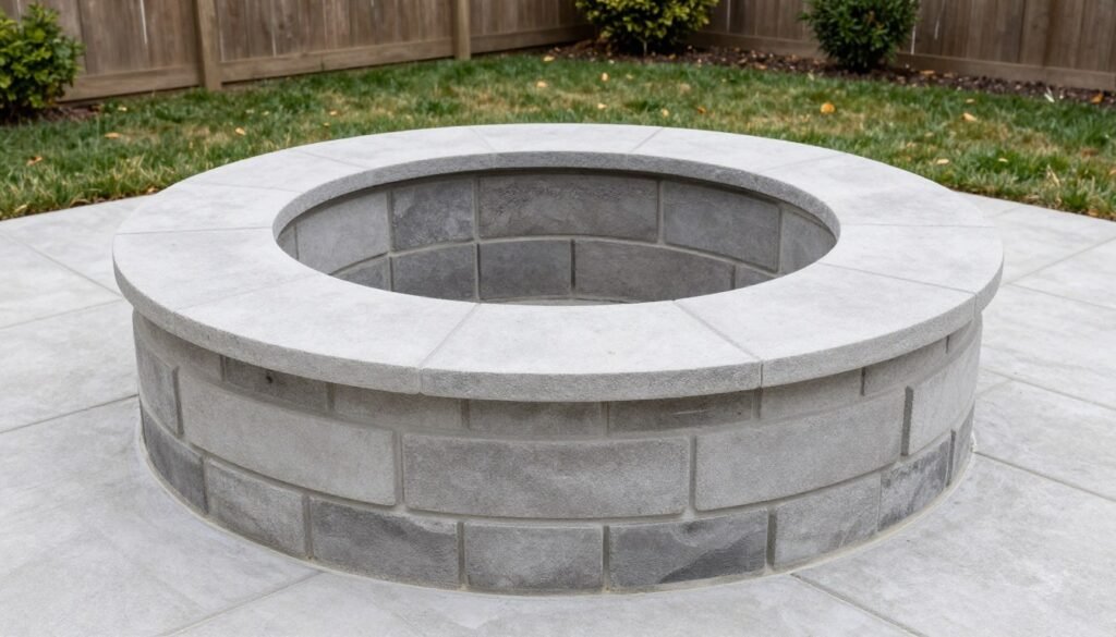 Completed multi-row fire pit structure without fire
