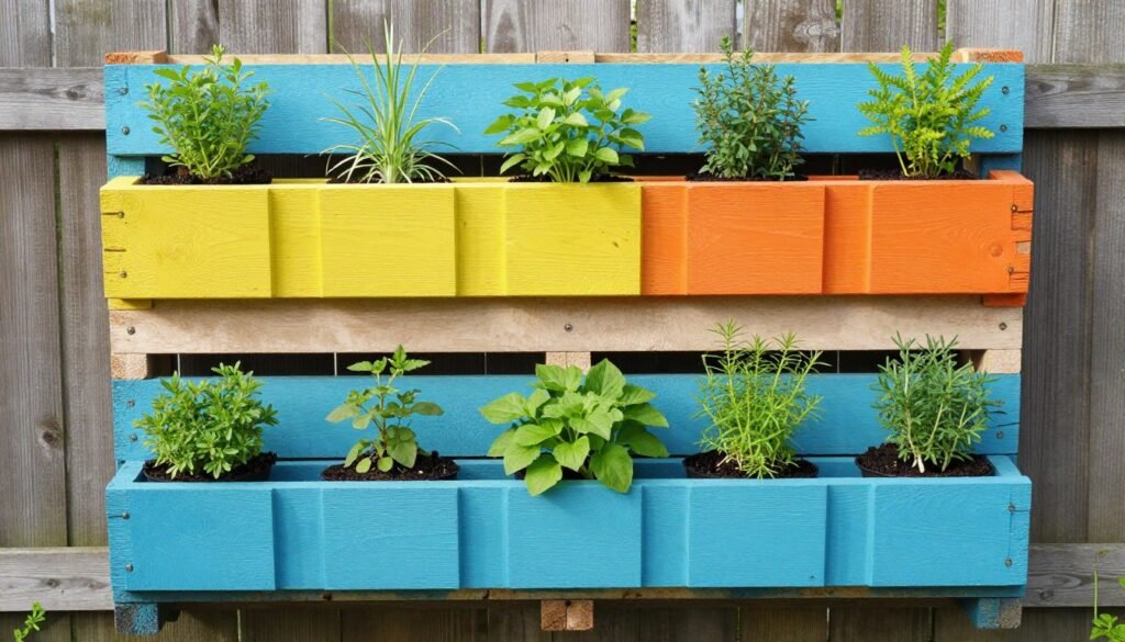 DIY pallet vertical garden with herbs