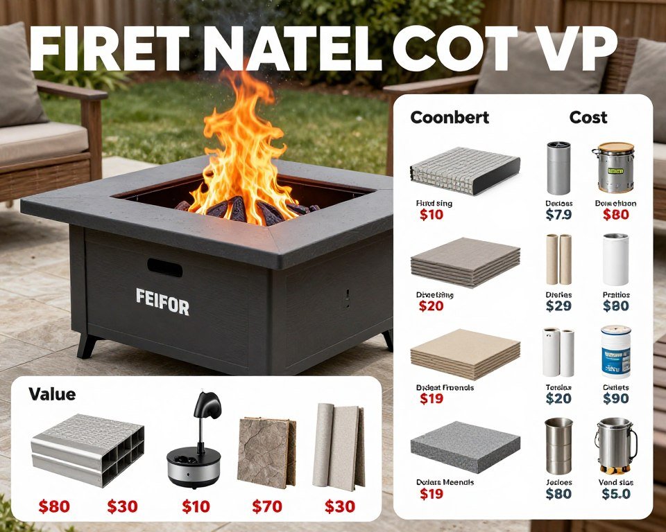 Fire pit materials with price tags showing budget options