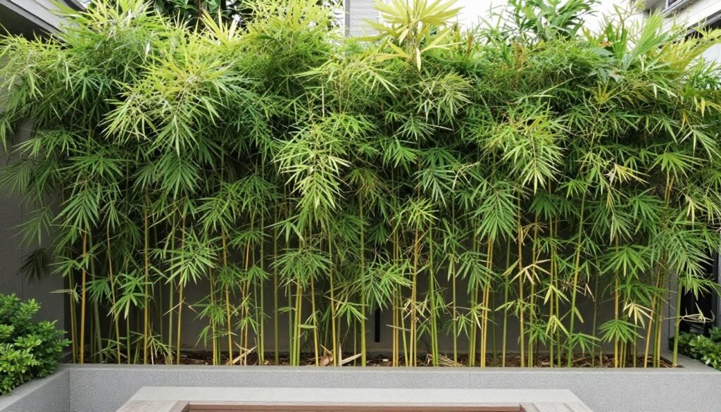 Living privacy screen using tall bamboo plants