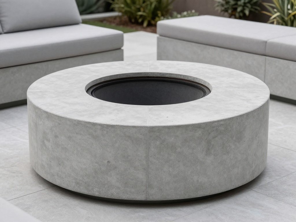 Modern concrete block fire pit design