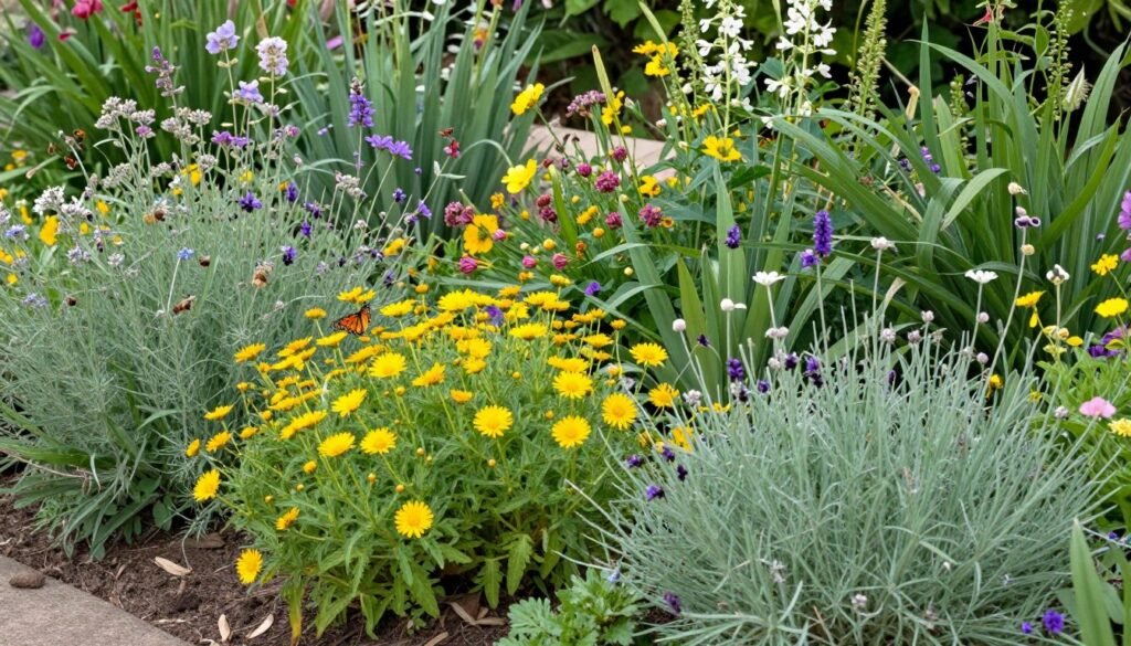 Native plant garden with pollinator-friendly flowers