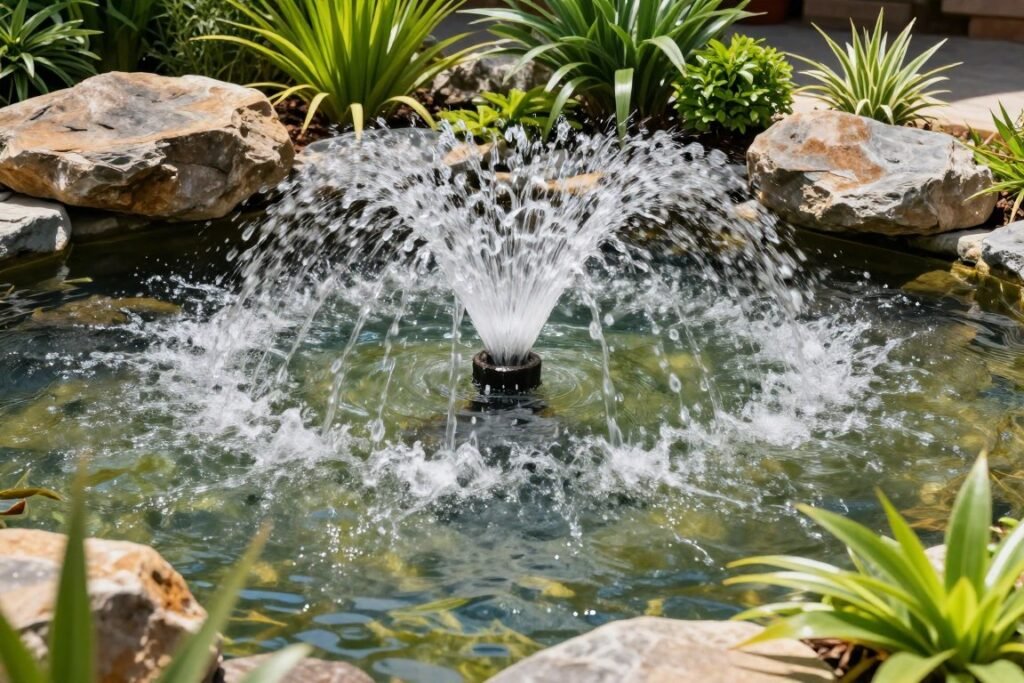 Pond with fountain and filtration system