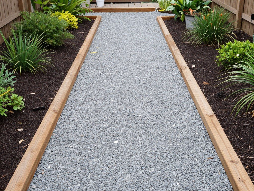 Simple gravel pathway with landscape timber edging