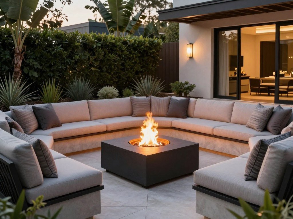 Sunken fire pit conversation area